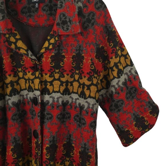 Luii Button Front Cardigan Womens M Wool Blend Slit Pockets Tab Half Sleeve - Picture 12 of 16